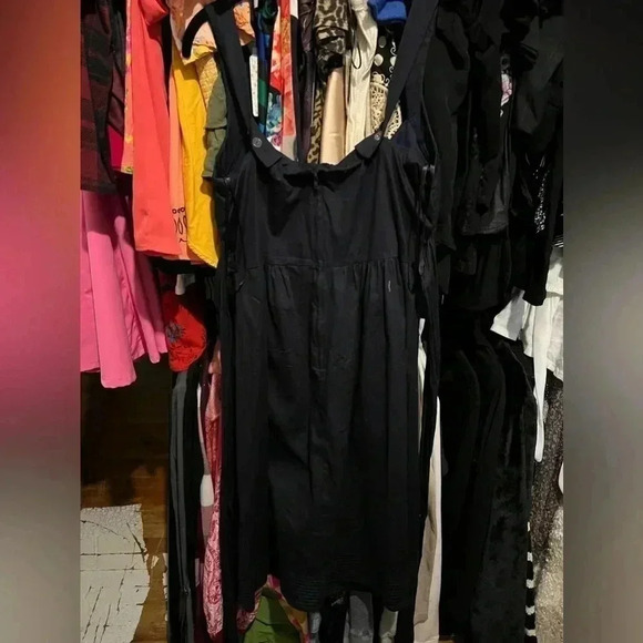 Navy Strappy Tie Back Waist Milk Maid Top Knee Length Dress - Very Nice - Picture 2 of 6